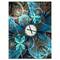 Designart 'Fractal Blue Flowers Modern Rectangular Wall Clock